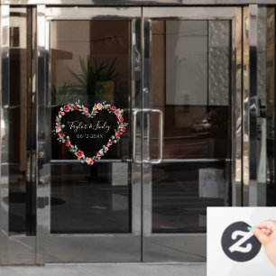 Watercolor Floral Heart Elegant Custom Wedding Window Cling
