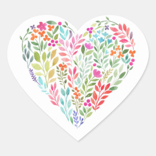 watercolor floral heart heart sticker
