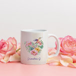 Watercolor Floral Heart Hummingbird Grandma Gift 2 Two-Tone Coffee Mug<br><div class="desc">Watercolor florals by Kate Rina with editable name; duplicated on both sides. Also available as one design in middle across from handle</div>