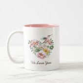Watercolor Floral Heart Hummingbird Mommy Gift Two-Tone Coffee Mug (Left)