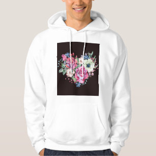 Watercolor floral heart: vintage roses. hoodie