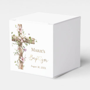 Watercolor Floral Holy Cross Baptism Favor Box