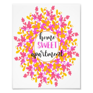 Watercolor Floral Home Sweet Apartment Wall Art
