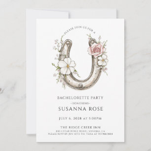 Watercolor Floral Horseshoe Bachelorette Party Invitation