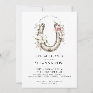 Watercolor Floral Horseshoe Cowgirl Bridal Shower Invitation