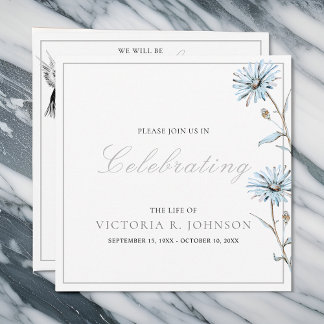 Watercolor Floral Hummingbird Celebration of Life Invitation