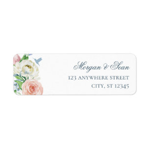 Watercolor Floral Hummingbird Return Address