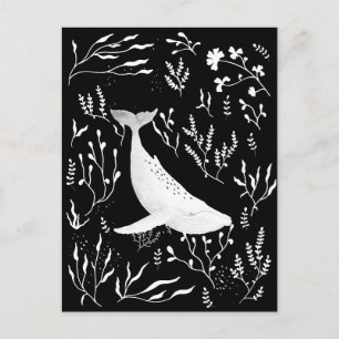 Watercolor Floral Humpback Whale Postcard