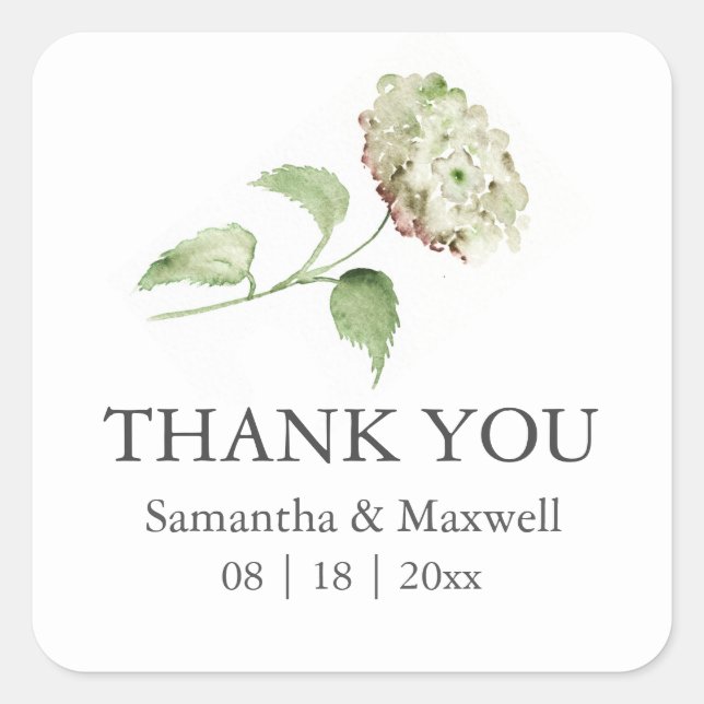 Watercolor Floral Hydrangea Wedding Stickers (Devant)