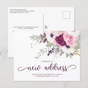 Watercolor Floral I Have A New Address Moving Anno Announcement Postcard