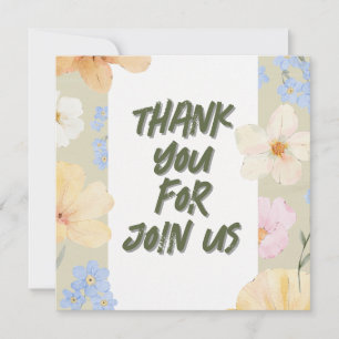 Watercolor Floral Illustration Wedding  Thank You Card