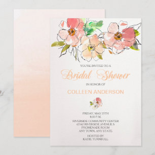 Watercolor Floral Impression Bridal Shower Invite