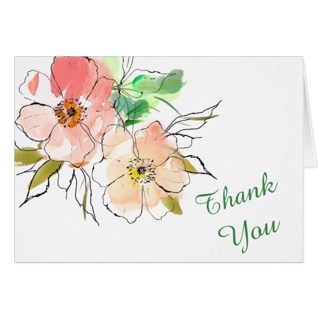 Watercolor Floral Impressions Thank You (Front Horizontal)