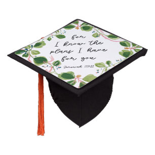 Watercolor Floral Inspirational Quote Graduation Cap Topper