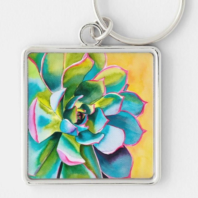 Watercolor floral iris flower keychain (Front)