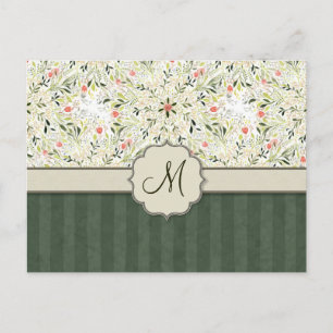 Watercolor Floral Kaleidoscope with Monogram Postcard