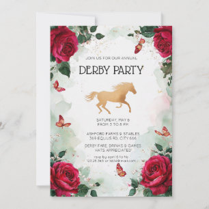 Watercolor Floral Kentucky Derby Party Invitation 