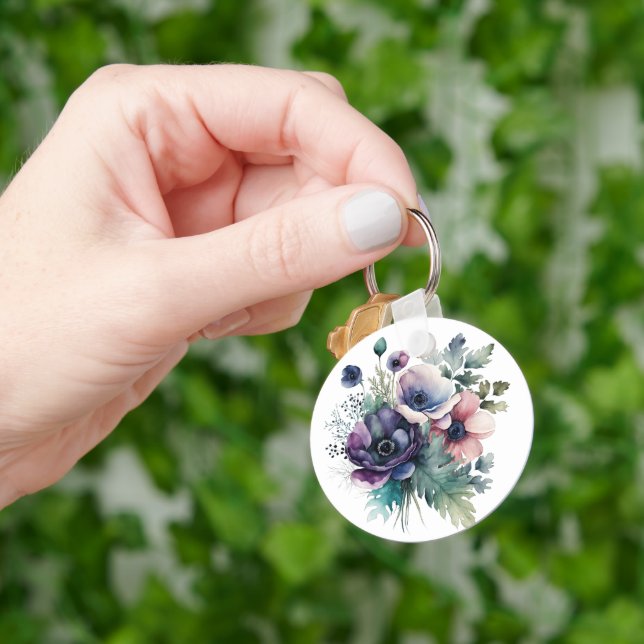 Watercolor floral  keychain (Hand)