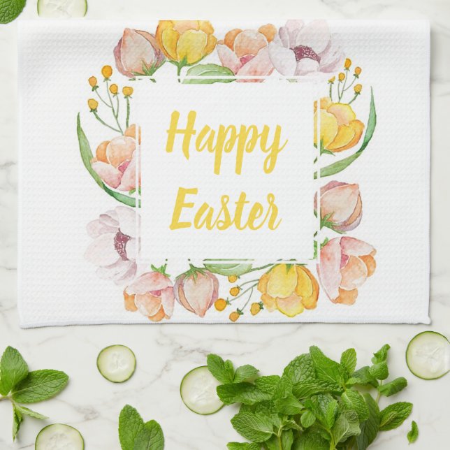 watercolor floral kitchen towel (Folded)