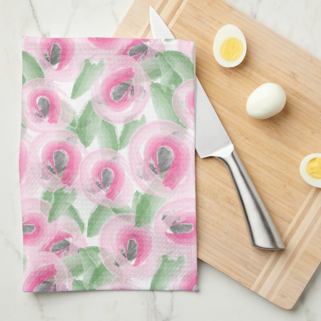 Watercolor Floral Kitchen Towel (Quarter Fold)