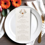 Watercolor Floral Lace Western Horseshoe Monogram Menu<br><div class="desc">Embark on a dreamy journey with our western-style watercolor floral boho country elegant wedding menu. Where Western meets the graceful charm of bohemian florals. A harmonious blend of our hand-painted watercolor florals, blossoming in elegant boho colors that evoke the warmth of a desert sunset and the soft romance of a...</div>