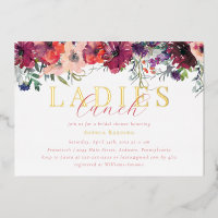 Watercolor Floral Ladies Lunch Bridal Shower Gold