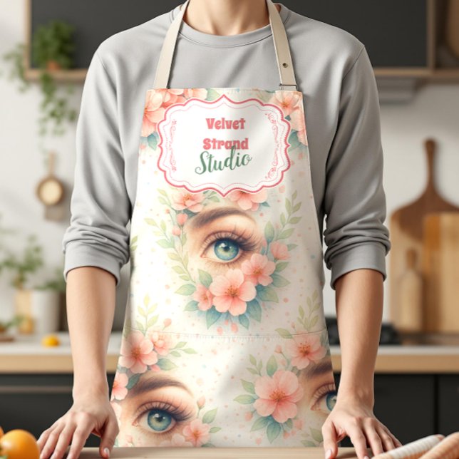 Watercolor Floral Lash Artist Beauty Studio Apron (Creator Uploaded)