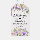 Watercolor Floral Lavender Purple Bridal Shower Gift Tags (Back)