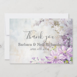 Watercolor Floral Lavender Wedding Thank You Card
