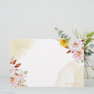 Watercolor Floral Leaves Stationery
