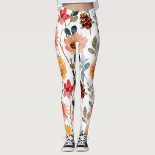 Watercolor floral leggings