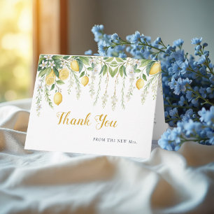 watercolor floral Lemon Bridal Shower Thank You Card