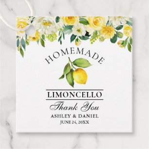 Watercolor Floral Lemon Limoncello Square Favour Tags