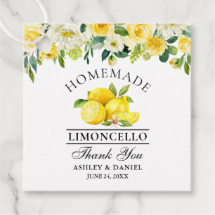 Watercolor Floral Lemons Limoncello Square Favour Tags