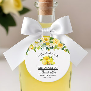 Watercolor Floral Lemons Limoncello Thanks Favour Tags