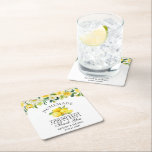 Watercolor Floral Lemons Limoncello Wedding Square Paper Coaster<br><div class="desc">Elegant Watercolor Yellow Floral Greenery Lemons Homemade Limoncello Wedding Thank You Coasters</div>