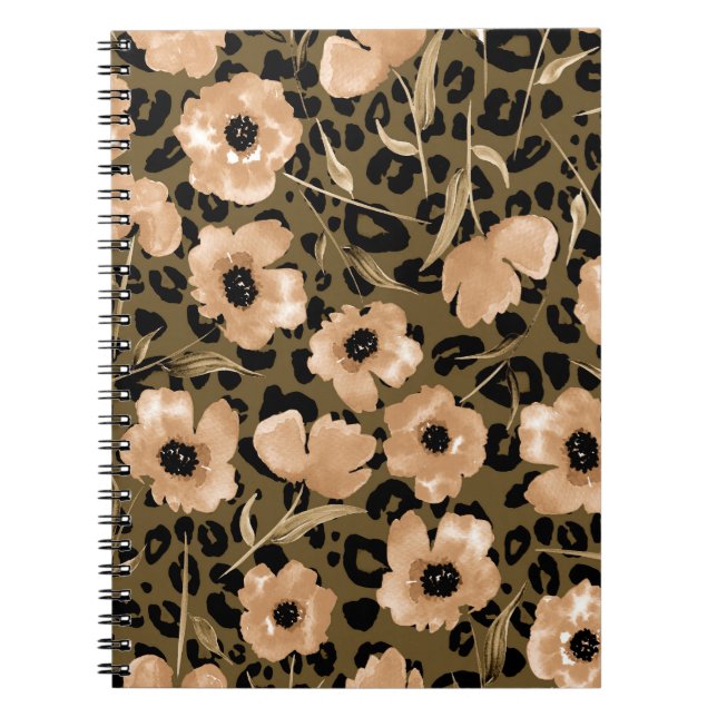 Watercolor Floral Leopard: Endless Pattern Notebook (Front)