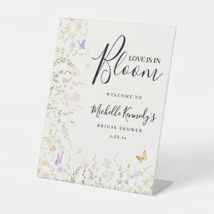 Watercolor Floral Love Is In Bloom Bridal Shower  Pedestal Sign