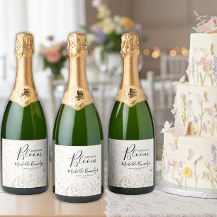 Watercolor Floral Love Is In Bloom Bridal Shower Sparkling Wine Label