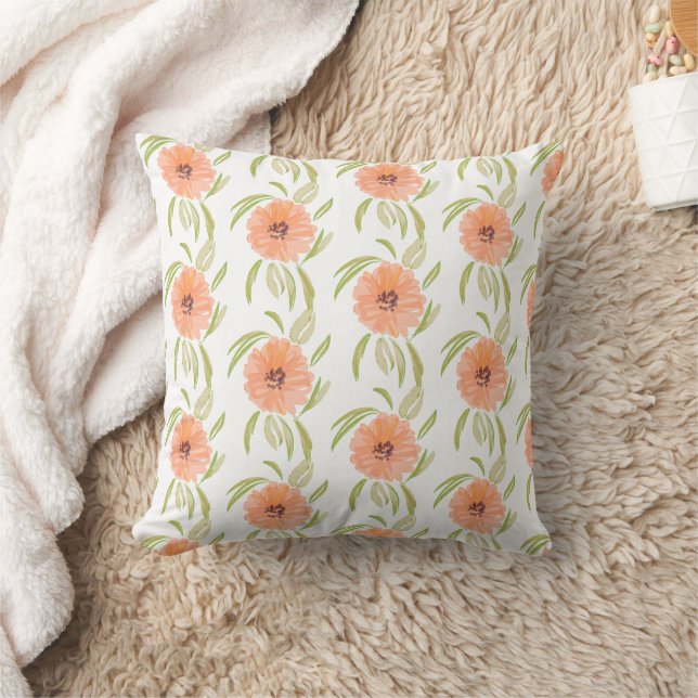 Watercolor Floral Meadow Blooms Wildflower Throw Pillow (Blanket)