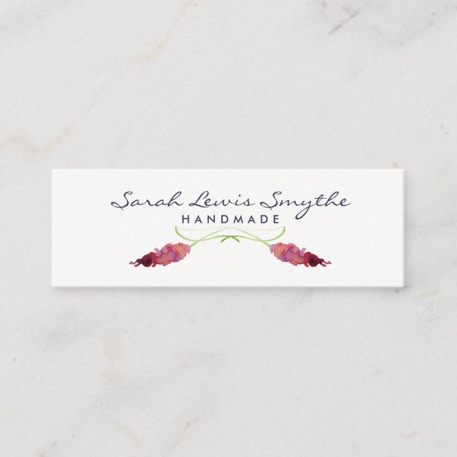 Watercolor Floral Mini Business Card (Front)
