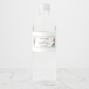 Watercolor Floral, Minimalist Wedding Water Water Bottle Label
