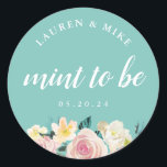 Watercolor Floral Mint to Be Wedding Favour Classic Round Sticker<br><div class="desc">Custom-designed wedding mint favour stickers featuring watercolor floral with modern hand script design. Personalize with name and wedding date.</div>