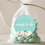 Watercolor Floral Mint to Be Wedding Favour Classic Round Sticker<br><div class="desc">Custom-designed wedding mint favour stickers featuring watercolor floral with modern hand script design. Personalize with name and wedding date.</div>