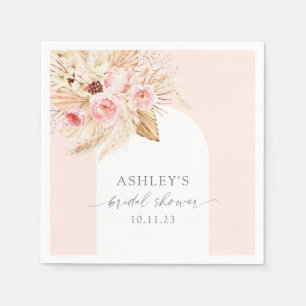 Watercolor Floral Modern arch Pampas Bridal Shower Napkin