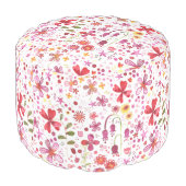 Watercolor Floral Modern Pouf (Angled Back)