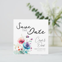 Watercolor Floral Modern Save the Date