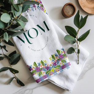 Watercolor Floral Mom Personalized Kitchen Towel