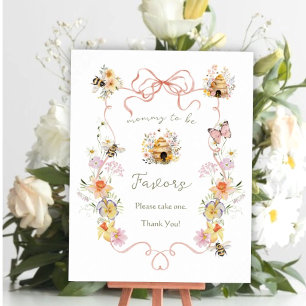 Watercolor Floral Mommy to Bee Baby Shower Favours Poster