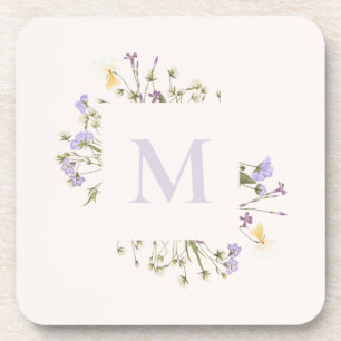 Watercolor floral monogram coaster